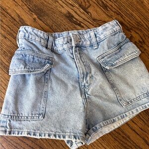 H&M Blue Jean Shorts Distressed Cut-Off Style